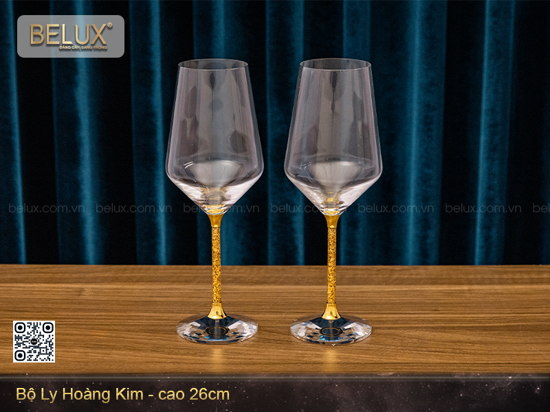 Ly Rượu Vang Pha Lê Vàng trang trí